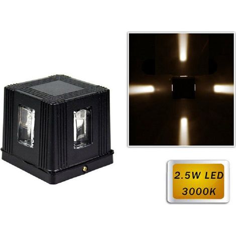 TRADE SHOP - Applique Led 2,5 W Esterno Lampada Cubo A Parete Luce Moderna Giardino Nero Es32 - -Bianco Caldo -