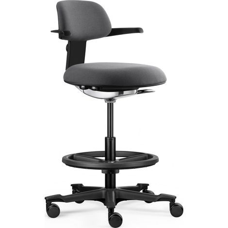 Arbeitsstuhl / Counterstuhl TOP WORK 40 Sitz Stoff / Rücken Stoff dunkelgrau hjh OFFICE (1/5)