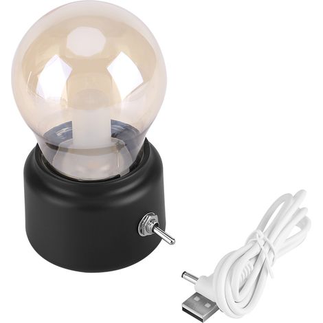 Lampe chevet rétro USB rechargeable – noir – mini LED – élégante – bureau / chambre – Zerodis (1/5)