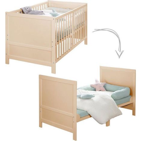 Lit bébé évolutif - 70 x 140 cm - ROBA - EASY SLEEP - Bois naturel (1/5)