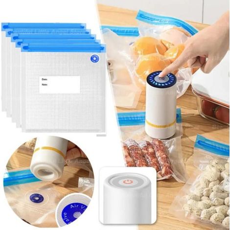 Pompe à air électrique rechargeable USB pour sacs alimentaires sous vide, sacs de compression pompe à air + 15 sacs de compression