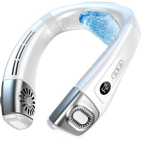 [KK] Ventilateur de cou portable avec climatisation, souffle de l'air froid et batterie rechargeable de 5200 mAh.-AquaForge