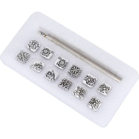 Set mit 12 Tang-Dynastie-Blumenstempeln für DIY-Pflanzenleder, Handwerkzeug + 1 Griff (1/5)