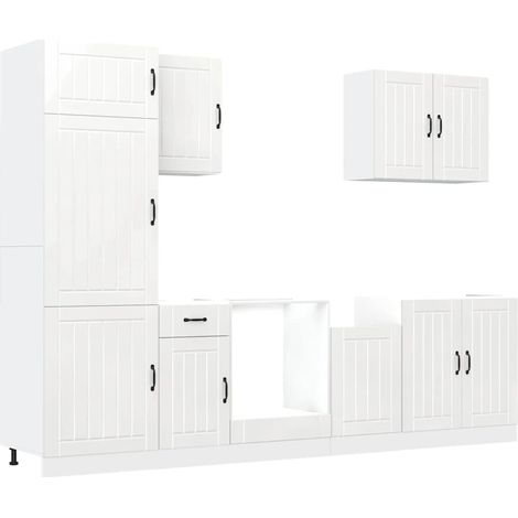 Set Mobili da Cucina 7 pz Lucca Bianchi Lucido in Truciolato vidaXL (1/5)