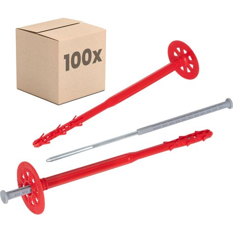 Protektor Dämmstoffdübel Universell - 100 Stück Ø10x200mm mit Stahlnagel für WDVS