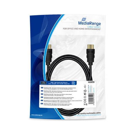 Câble HDMI avec Ethernet - MEDIARANGE - 2m - Multiconducteur - Haute vitesse - Couronne