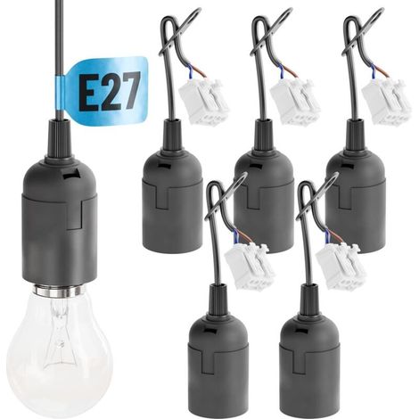 6x construction base E27 black with quick connector - lamp base E27 including strain relief - decorative base E27 max. 60W 250V - construction base E27, LED construction base (1/5)