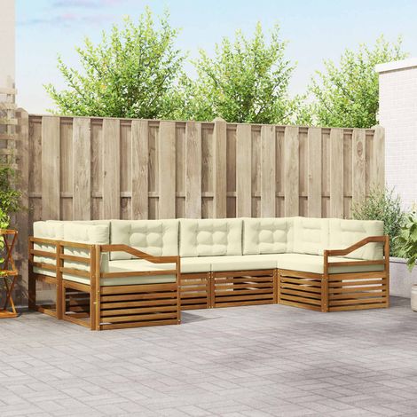vidaXL Outdoor-Sofagarnitur mit Kissen 6 pcs Natur und Creme (1/5)