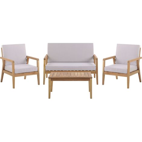 Lounge Set mit Tisch 4-Sitzer PALLANO Taupe Akazienholz (1/5)