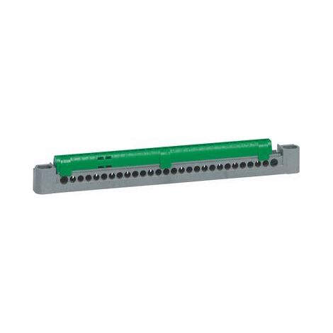 Bornier de répartition isolé IP2X terre - 1 connexion 6mm² à 25mm² - vert - longueur 227mm - LEGRAND