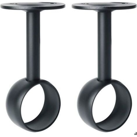 Support de tringle à rideaux et penderie avec vis, fixation au plafond, noir mat acier inoxydable, diamètre 32 mm, lot de 2 (1/4)