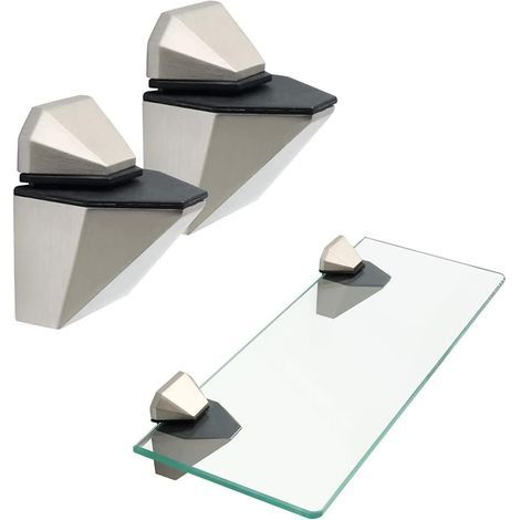 2-piece wall-mounted glass shelf bracket, adjustable glass shelf bracket, glass support, wooden bracket, adaptable glass thickness 518mm (1/4)