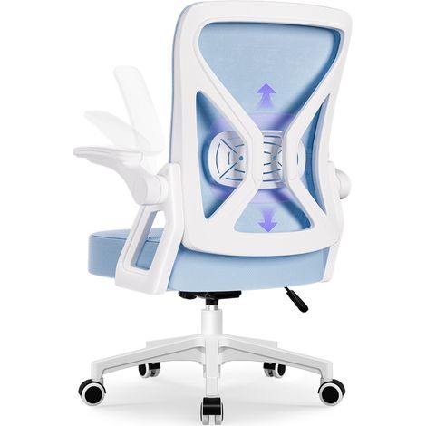 Bürostuhl, Bürostuhl Ergonomisch mit Hochklappbaren Armlehnen,Einstellbare Lendenstütze,Höhenverstellbarer Schreibtischstuhl, Drehstuhl mit Wippfunktion bis 125° (1/5)