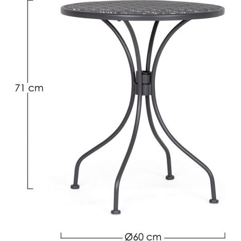 Tavolo da giardino rotondo 60cm vintage shabby chic Lizette YES - Antracite