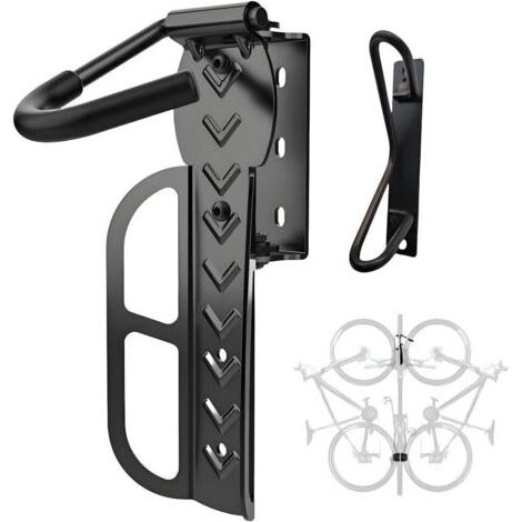 Support mural réglable pour vélos, étagère de rangement verticale pivotante, convient à une utilisation intérieure et au garage, construction en acier au carbone (1/5)