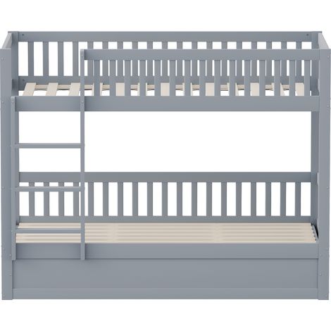 Lit superposé enfant 90  200 en bois massif avec système de rangement hydraulique, lit de rangement robuste et durable pour enfants - Gris