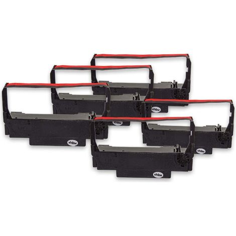 vhbw 5x Ribbon Cartridge compatible with Sharp ER 3210 Dot Matrix, Receipt Printer - Black-Red Ink Ribbon