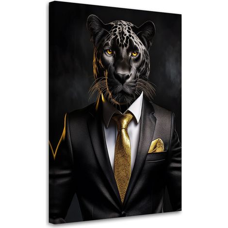Quadro su tela, Pantera nera Animali in abiti - 40x60 (1/3)