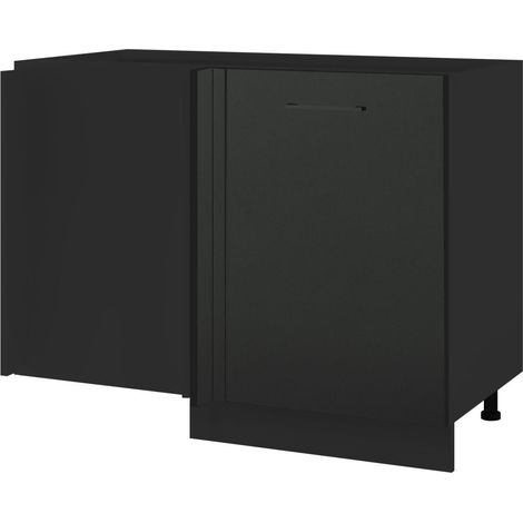 Meuble d'angle pour îlot de cuisine Lovia Noir Mat 1 porte L 105 cm - Porte avec poignée apparente   Black