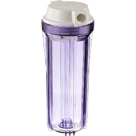Boîtier transparent avec couvercle plat blanc, adapté aux systèmes d'osmose inverse et de filtration, (1/3)