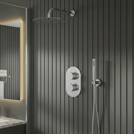 Signature Reflex Thermostatic Dual Concealed Mixer Shower with Shower Kit + Fixed Shower Head - Chrome