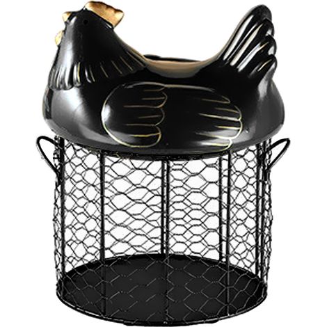 [Panier de fruits] AndOnline [Rangement d'œufs] Panier en céramique à points dorés noir (1/5)