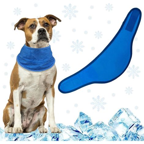 Bandana Chien Refroidissement, Collier Bandana Chien pour L'été, Foulard Chiens Rafraîchissant, Écharpe pour Chiens Confortable et Fraîche pour Moyens Grands, Réglable, Extérieur, Bleu, L (1/5)
