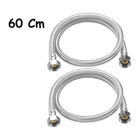 PAIRE DE TUYAUX FLEXIBLES 60CM TUYAUX D'EAU CHAUDE ET FROIDE CHAUDIÈRE 1/2X1/2 02074 (1/3)