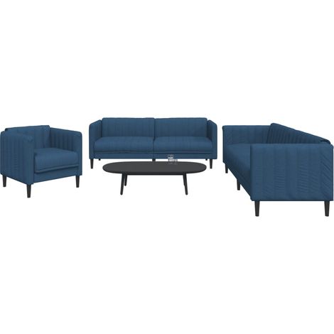 Ensemble de canapés 3 pcs bleu tissu vidaXL (1/5)