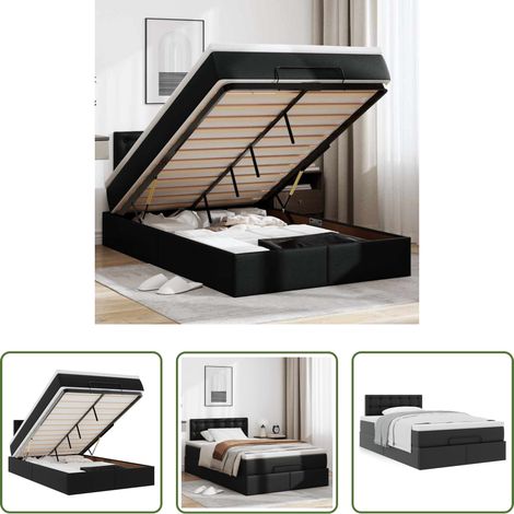 Matratze - Ottoman-Bett mit Matratze Schwarz 120x200 cm Kunstleder (1/5)