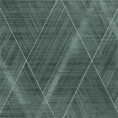 Papier peint 3D Profhome 388242 papier peint intissé gaufré à chaud légèrement texturé avec un dessin de chevrons et des accents métalliques vert argent pétrole gris 5,33 m2 (1/5)