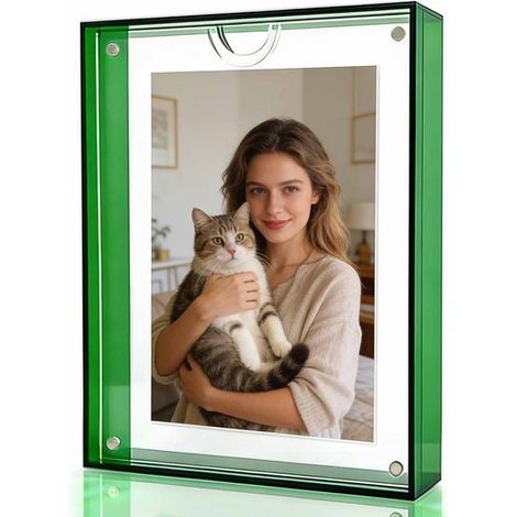 Marco de fotos acrílico，15x20x4 cm，Apto para fotos de 5 o 6 pulgadas，Marco de fotos magnético de mesa，Marco de fotos de plástico (1/5)