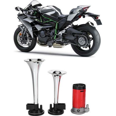 Klaxon pneumatique universel à double trompette 12 V 120 dB ultra puissant pour moto (1/5)