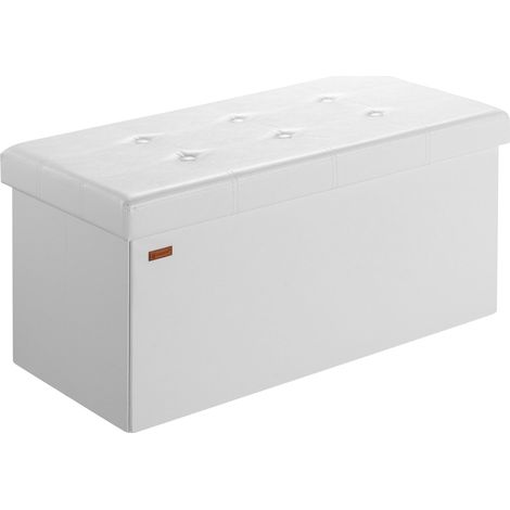Deuba – Banc de rangement pliable avec couvercle amovible – Surface d'assise rembourrée – 100L – MDF hydrofuge – Dimensions 80x40x40cm – Blanc