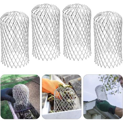 4x Filtres de Gouttière en Acier inoxydable 8x17 cm, Crapaudines pour Gouttière, Grille Protection Gouttière, Gardes de Gouttière en Métal pour Maison Avant Toit Fossé Égout contre les Feuilles (1/5)