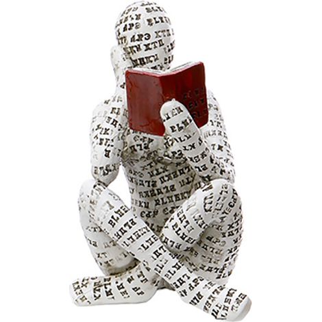 Statuette de femme lisant en résine, représentant une penseuse, sculpture d'art abstrait moderne pour la décoration. (1/5)