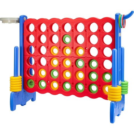 Trintion Giant Connect 4, 3-in-1 Indoor Outdoor Family Game with Basketball Hoop, Ring Toss, 42 Jumbo Rings, Quick-Release Slider, Four in A Row Game Set for Kids Adult (Red+Blue) (1/5)