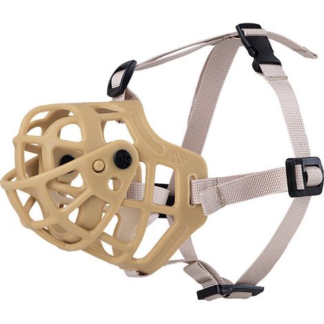 Muselière chien silicone anti-morsure ajustable, entraînement (kaki, L) (1/5)