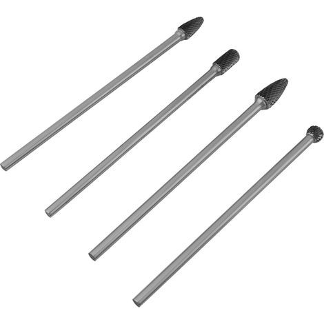 Jelquix Jeu de Limes Rotatives en Carbure cémenté, Outil de Travail des Métaux de Haute dureté pour la Sculpture et le Façonnage, 4 Fraises pour Outils électriques/pneumatiques, Tige de 6 Mm, Scène (1/5)