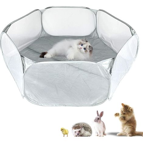 Parc Portable pour Petits Animaux, Transparente Pliable Tente pour Petit Animal, Tente pour Animaux de Compagnie Exercise pour Chats, Chiens, Chinchillas, Hérissons, Lapins, Hamster (1/5)