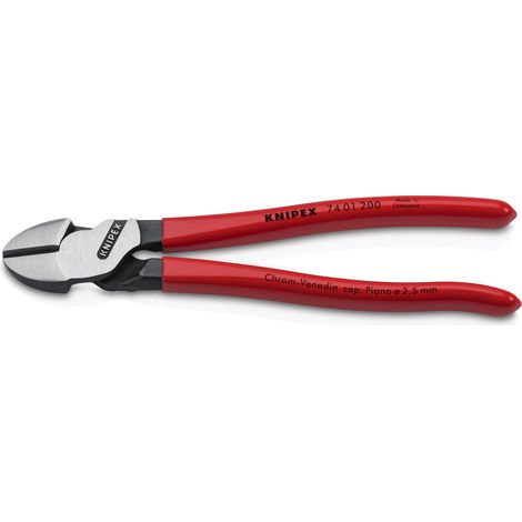 KNIPEX 74 01 200 Alicates de corte diagonal de fuerza recubiertos de plástico Negro atramentado 200 mm