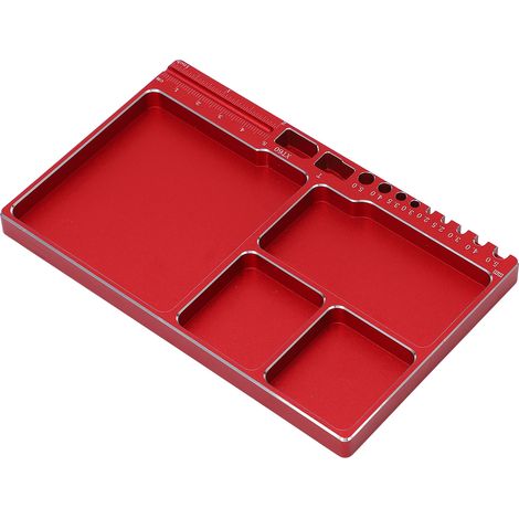 Plateau magnétique à vis en alliage d'aluminium avec adsorption magnétique, largement utilisé pour la réparation de pièces RC, rouge. (1/5)