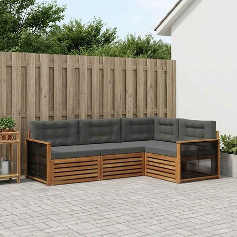 vidaXL Outdoor-Sofagarnitur mit Kissen 4 pcs Natur und Anthrazit (1/5)