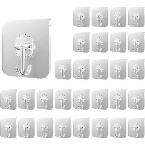 Crochet auto-adhésif transparent pour cuisine, salle de bain, placard de bureau (1/5)