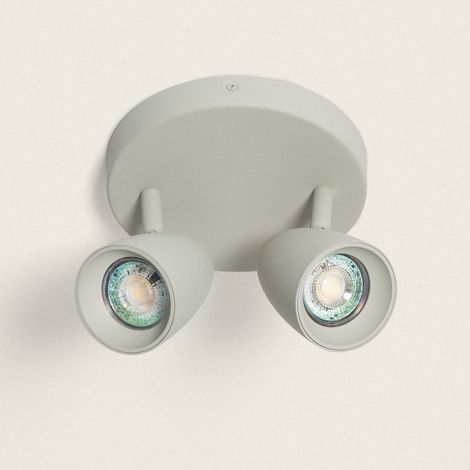 Plafonnier Rond Orientable Aluminium 2 Spots Adrien Gris Pierre (1/5)