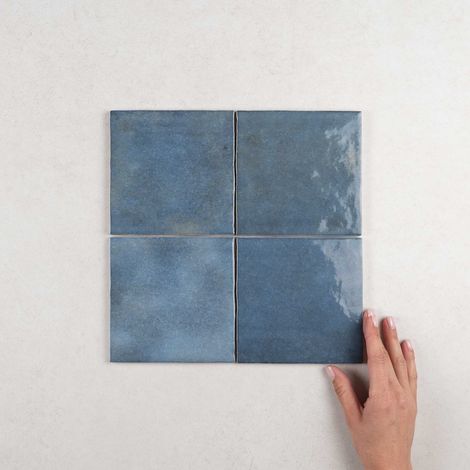 Faïence Effet Zellige ARTISAN 13,2x13,2 (1m2) Colonial Blue - Les Carreaux de Jean (1/4)