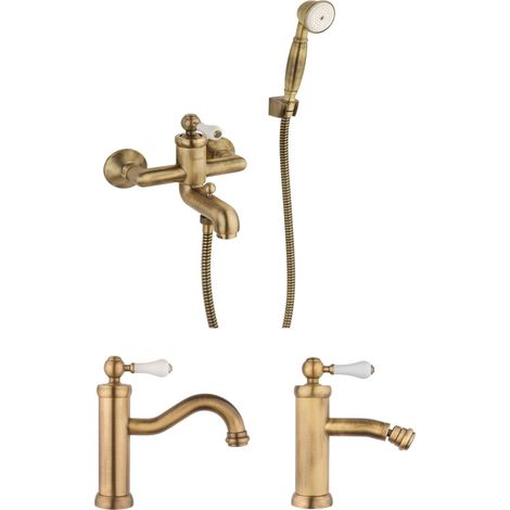 Pacchetto completo rubinetteria in colore bronzo Piralla Como KITCOMOOF3