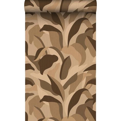papier peint feuilles tropicales marron  - Origin Wallcoverings