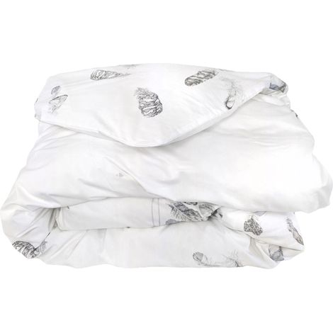 Housse de couette percale pur coton PLUMES 280x240 cm (1/5)