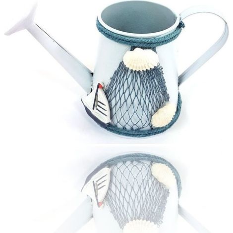 TrAdE Shop Traesio - Annaffiatoio Latta Sea Style Porta Oggetti Decorazione Casa Arredamento -